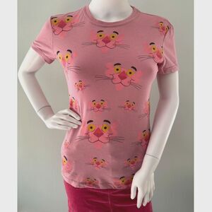 VTG Y2k Pink Panther Paws Off Graphic Tee Shirt Cartoon Top Size Small